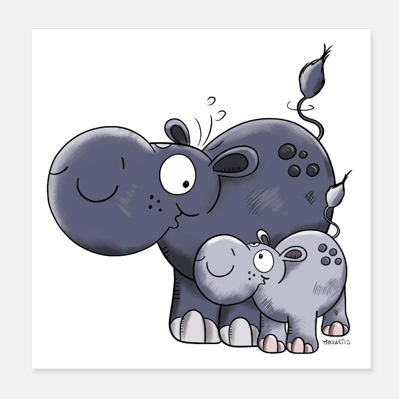 Hippopotame Poster 20 x 20 cm
