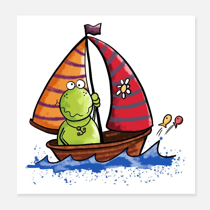 Frosch auf See Poster 20x20 cm