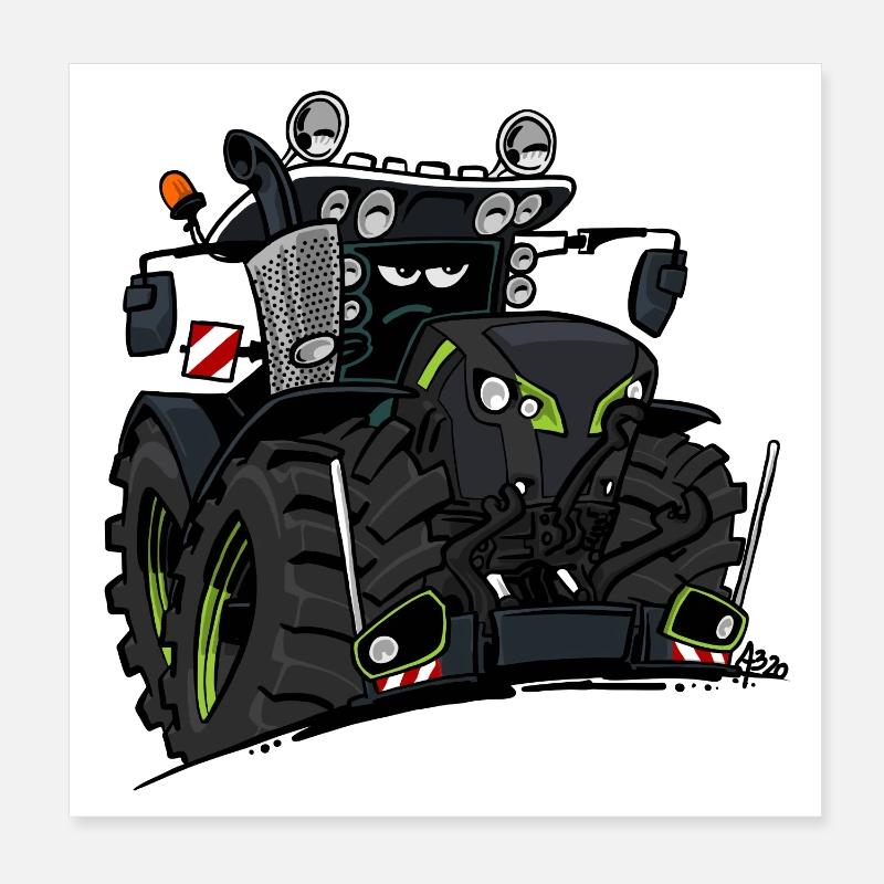 0927 C TRACTOR BLACK Poster 8" x 8" (20x20 cm)