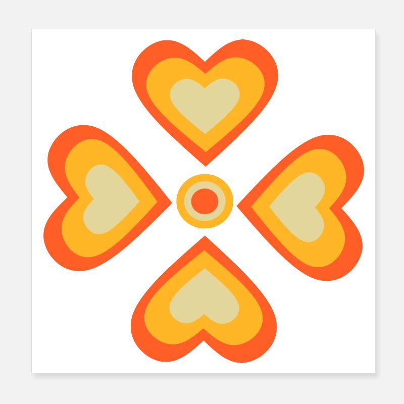 70s Flower Pattern Poster 8" x 8" (20x20 cm)