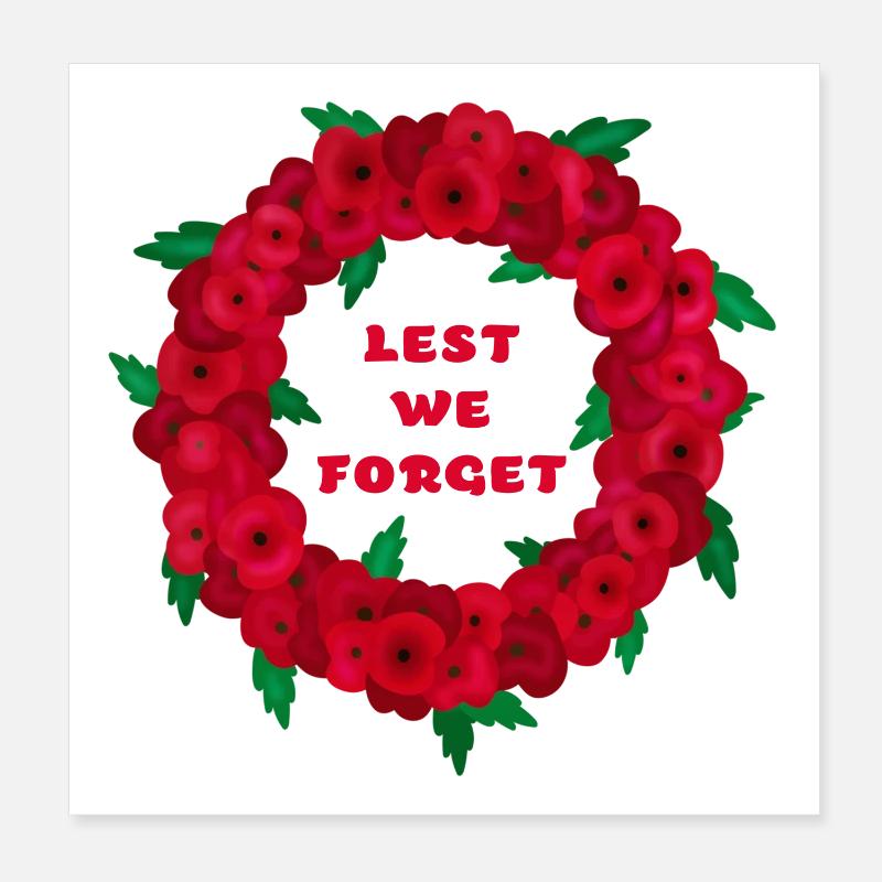 Rememberance Poppies / Lest We Forget Poppies - Poster 8" x 8" (20x20 cm) - white