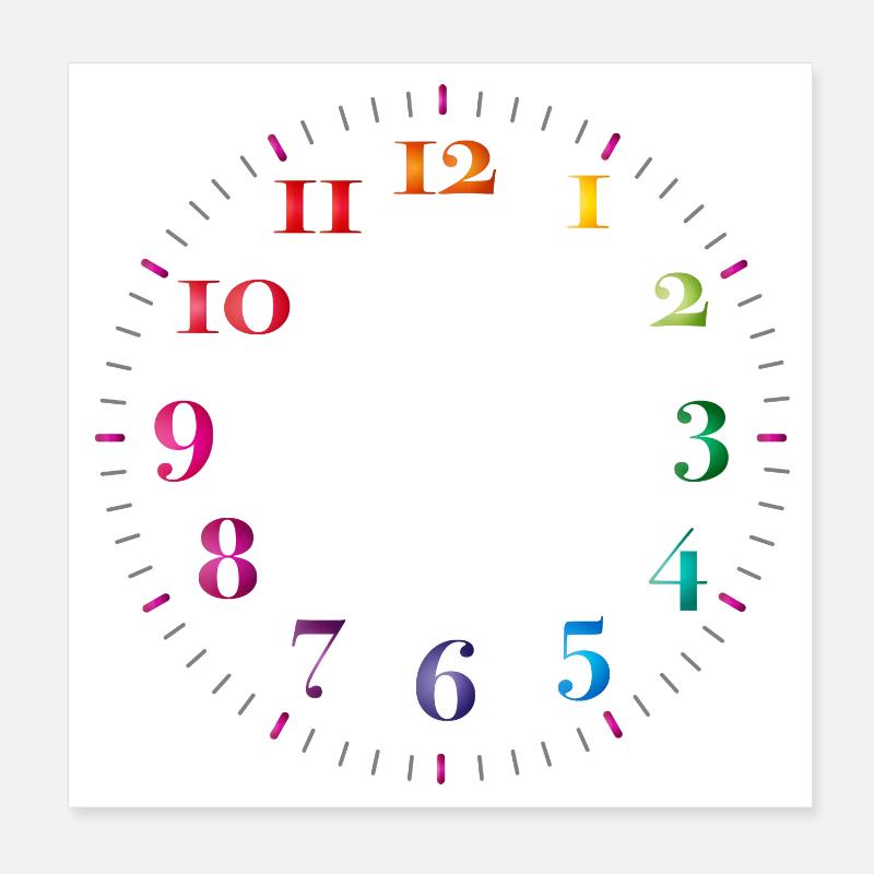 Dial with colored digits without clock hands Poster 8" x 8" (20x20 cm)