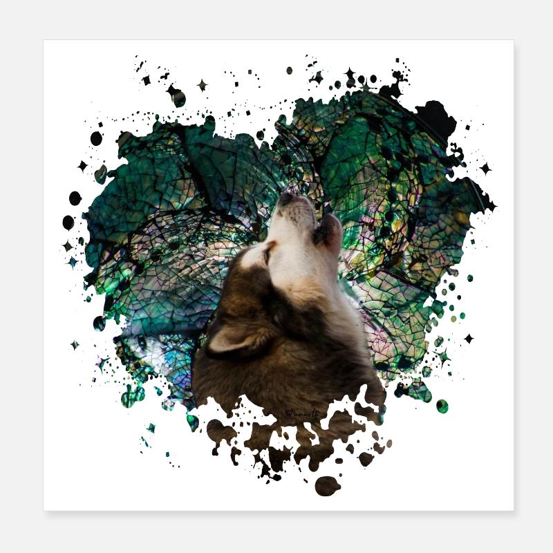 Howling malamute - Poster 20 x 20 cm - blanc