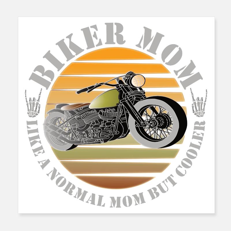 Cool Motorrad Motorradfahrer Mama Mutter Poster 20x20 cm