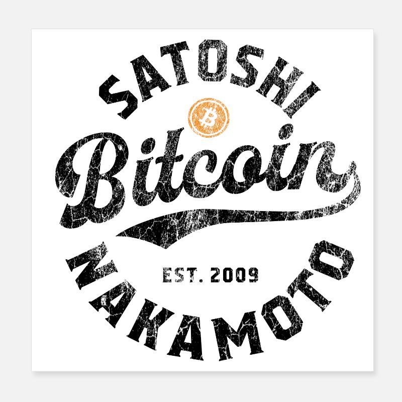 Bitcoin Satoshi Nakamoto - Poster 20 x 20 cm - blanc