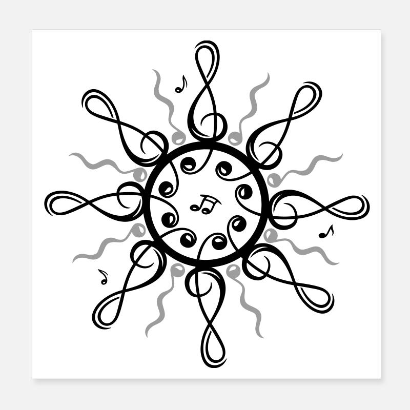 Music Sun Clefs Sheet Music Notes Poster 8" x 8" (20x20 cm)
