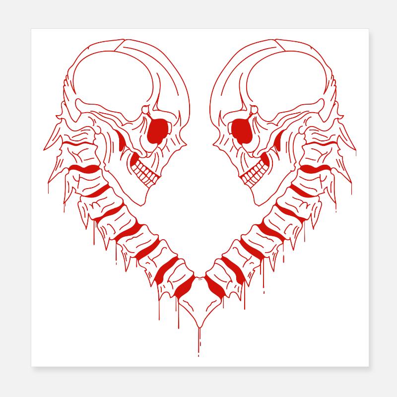 heart skull Poster 8" x 8" (20x20 cm)