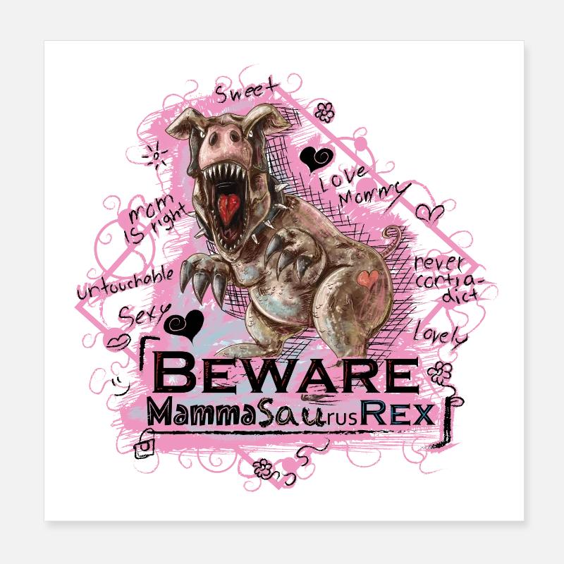 Mamasaurusrex - Poster 8" x 8" (20x20 cm) - white