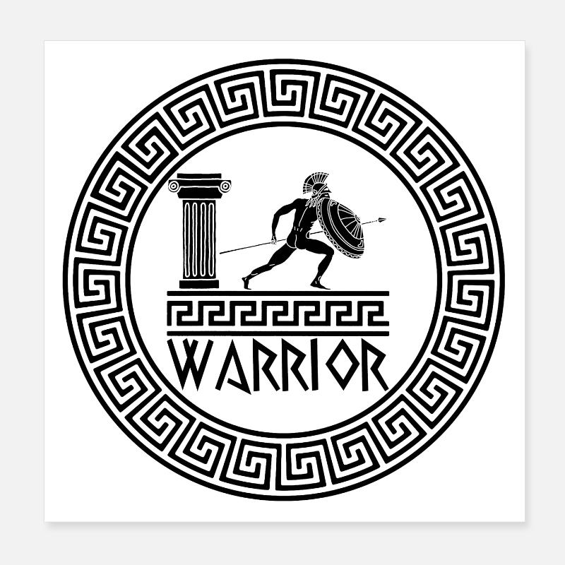 Antiker griechischer Krieger (Schwarz) Poster 20x20 cm