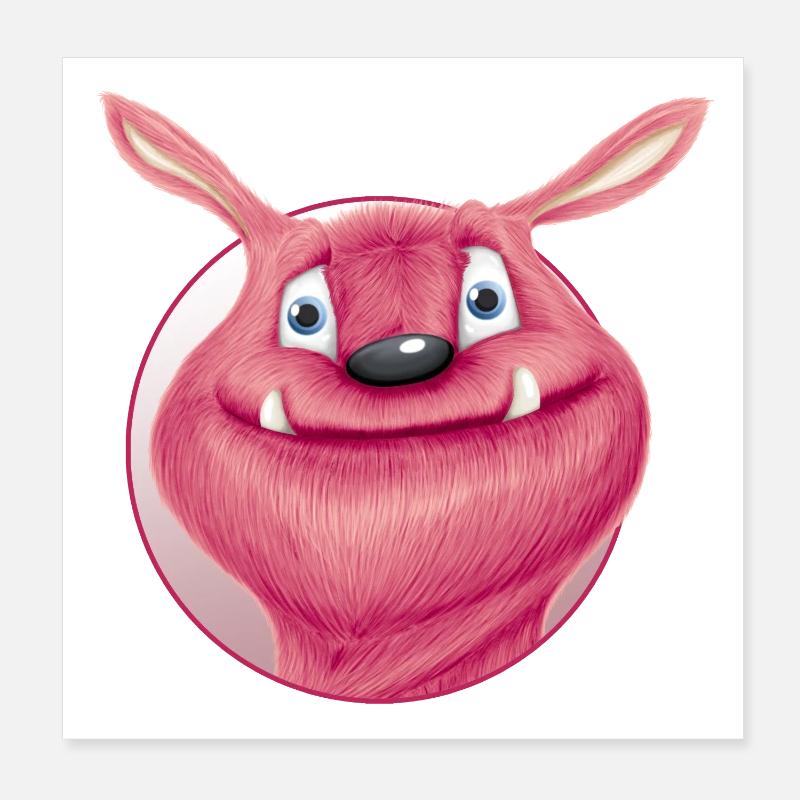monstre rouge - Poster 20 x 20 cm - blanc