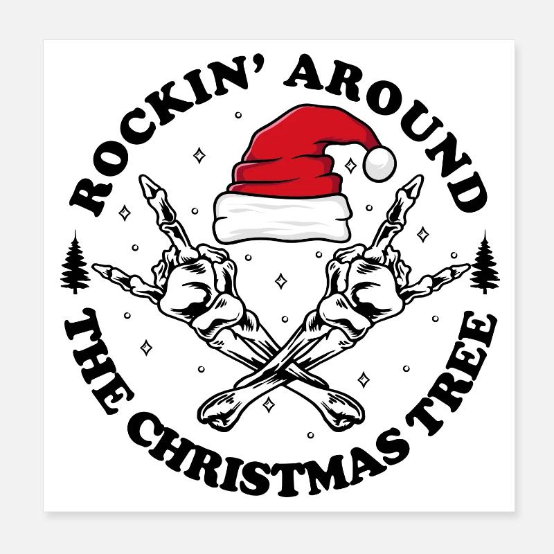 Santa Skull Crossbones Poster 8" x 8" (20x20 cm)