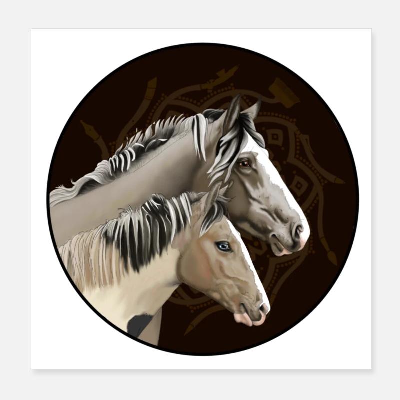 Jumeaux dans le Cercle Mandala Poster 20 x 20 cm