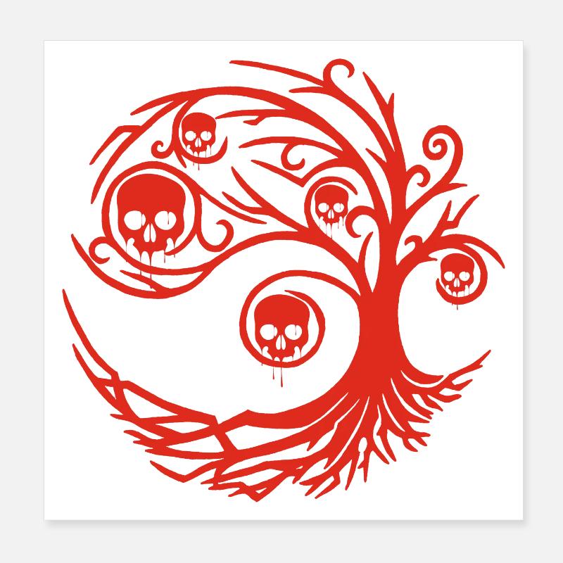 Red tree with skulls Poster 8" x 8" (20x20 cm)