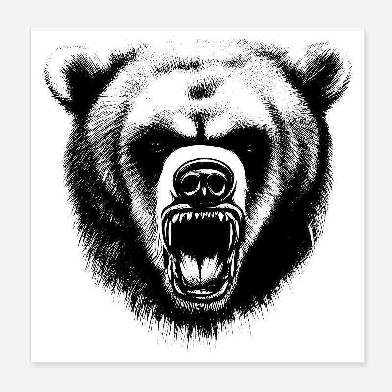 Bear Head Poster 8" x 8" (20x20 cm)