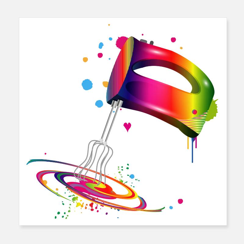 Hand mixer in bright rainbow colours Poster 8" x 8" (20x20 cm)