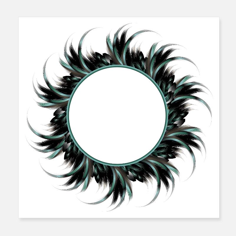 round frame made of drawn feathers Poster 8" x 8" (20x20 cm)