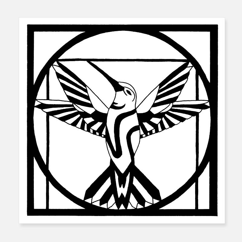 Vitruvianischer schwarzer Vogel Poster 20x20 cm