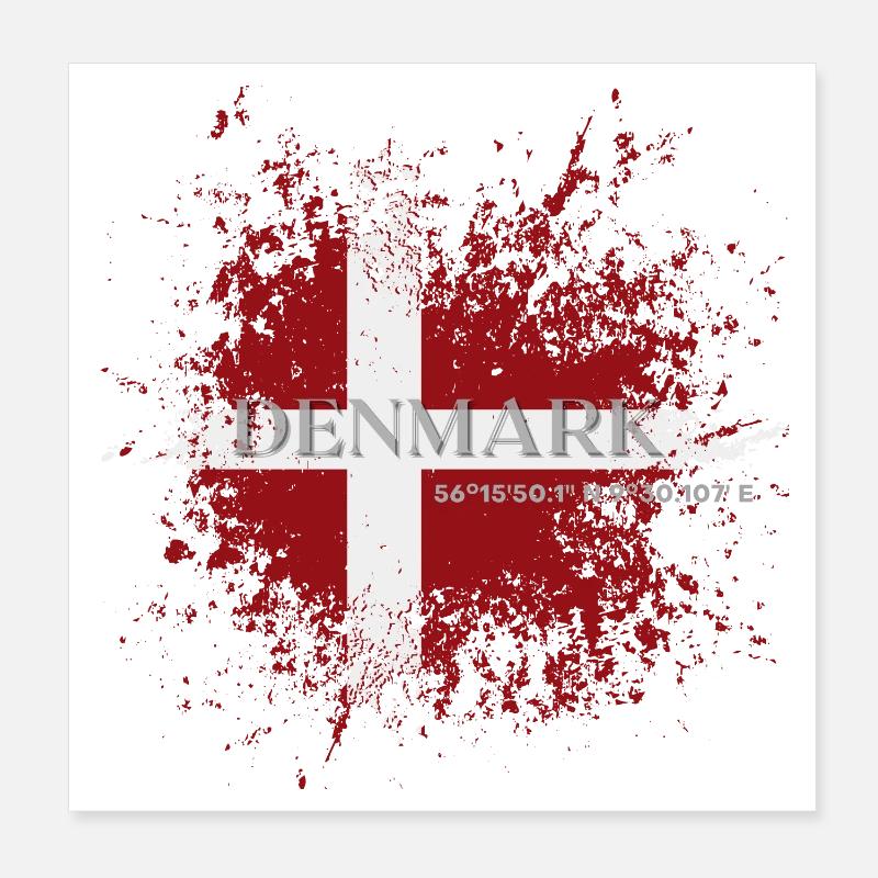Drapeau du Danemark grunge, fierté danoise Poster 20 x 20 cm