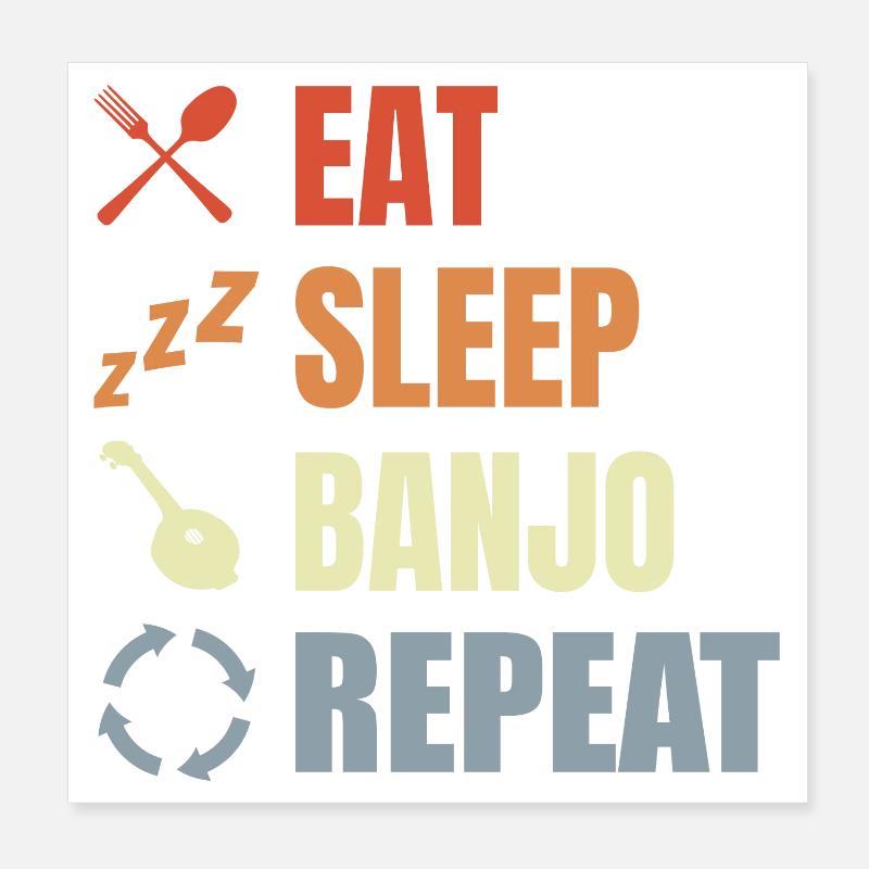 Vintage Banjo Spruch - Poster 20x20 cm - Weiß