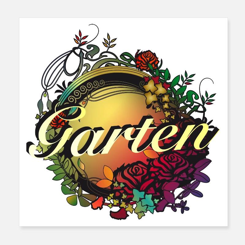 bunter Garten in Jugendstil Glasfenster Optik Poster 20x20 cm