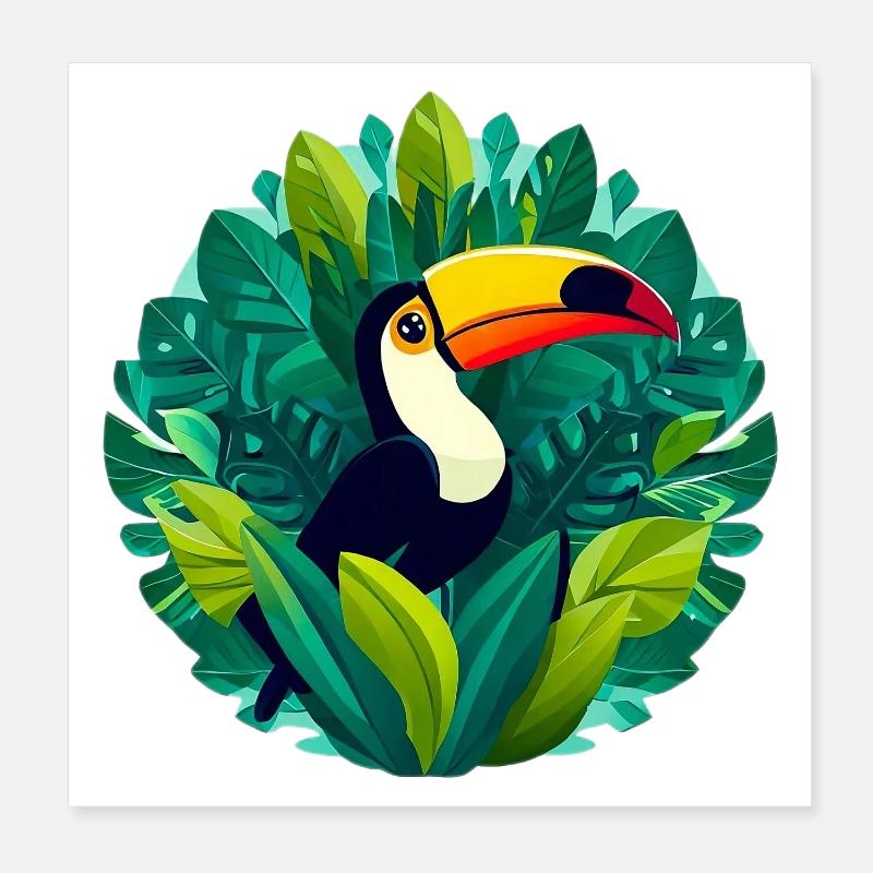 Toucan - Poster 20 x 20 cm - blanc