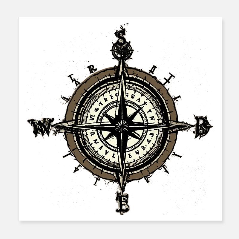 Kompass Poster 20x20 cm