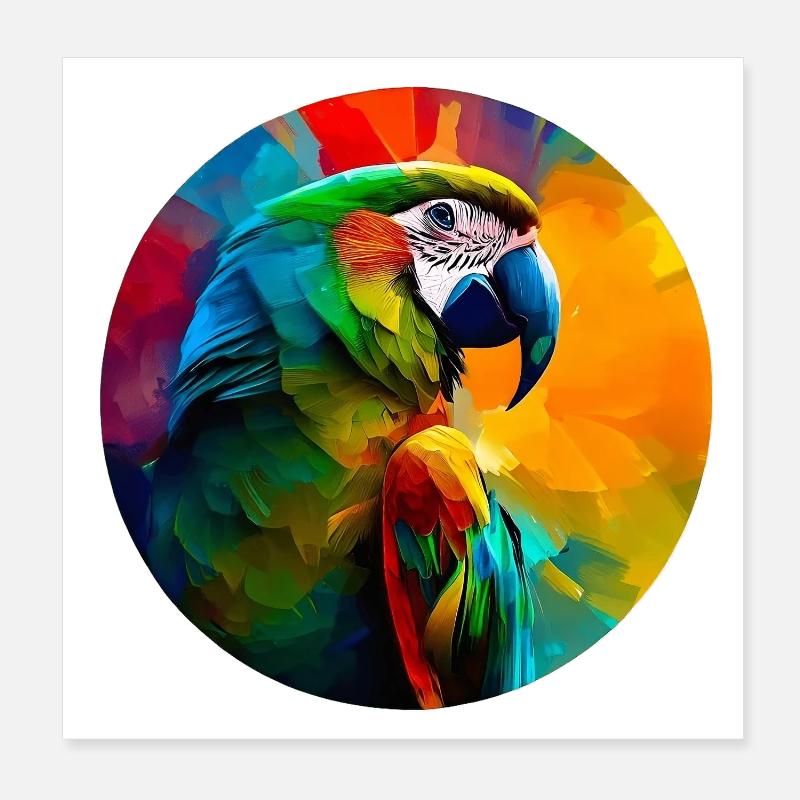Colored macaw parrot Poster 8" x 8" (20x20 cm)