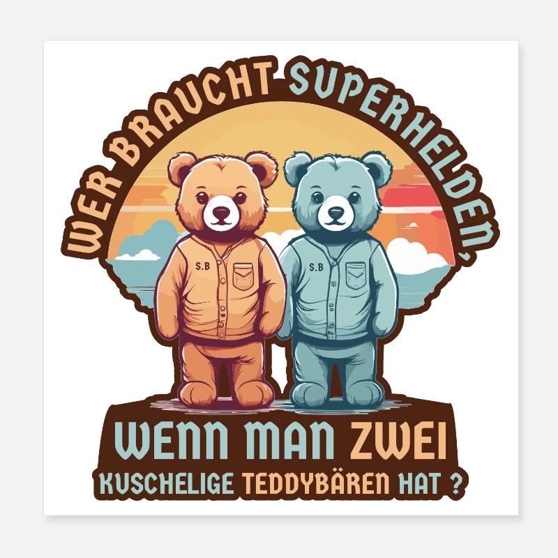 Superhelden Bär Poster 20x20 cm
