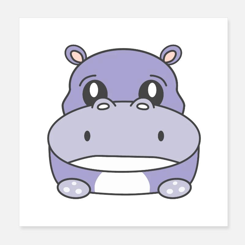 Sad Hippo Poster 8" x 8" (20x20 cm)