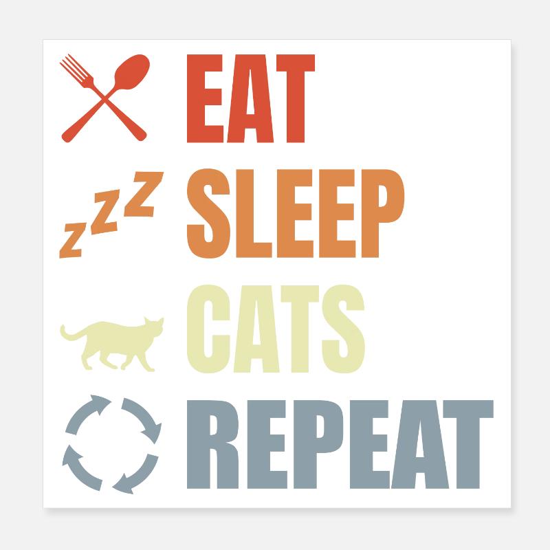 Eat Sleep Cats Repeat Poster 20x20 cm