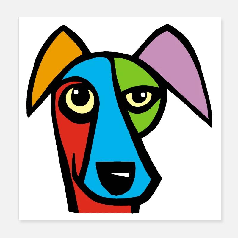 Lustiger Hund - Poster 20x20 cm - Weiß