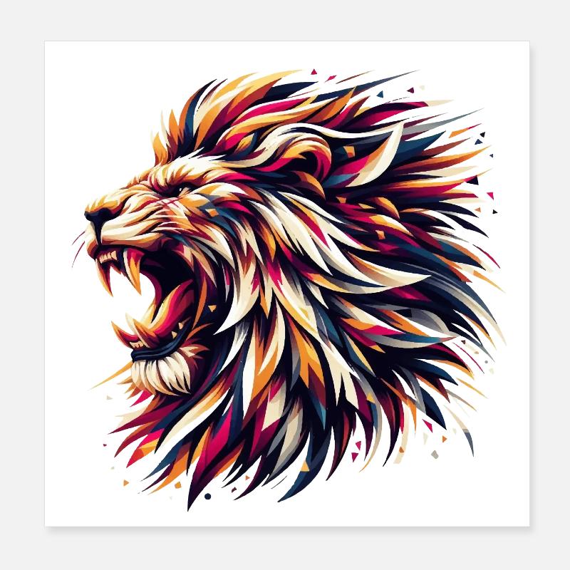 Lion Roars Geometric Gift Poster 8" x 8" (20x20 cm)