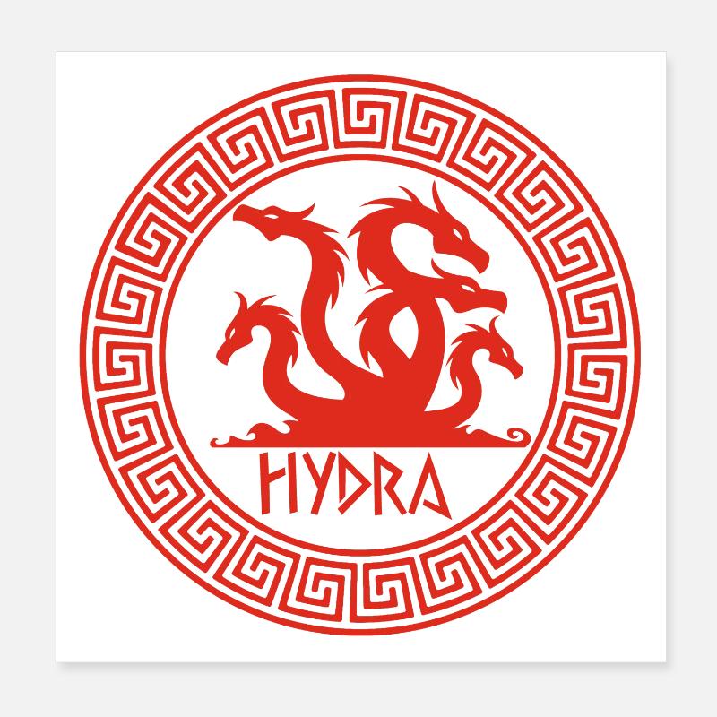 Rotes Hydra-Symbol Poster 20x20 cm