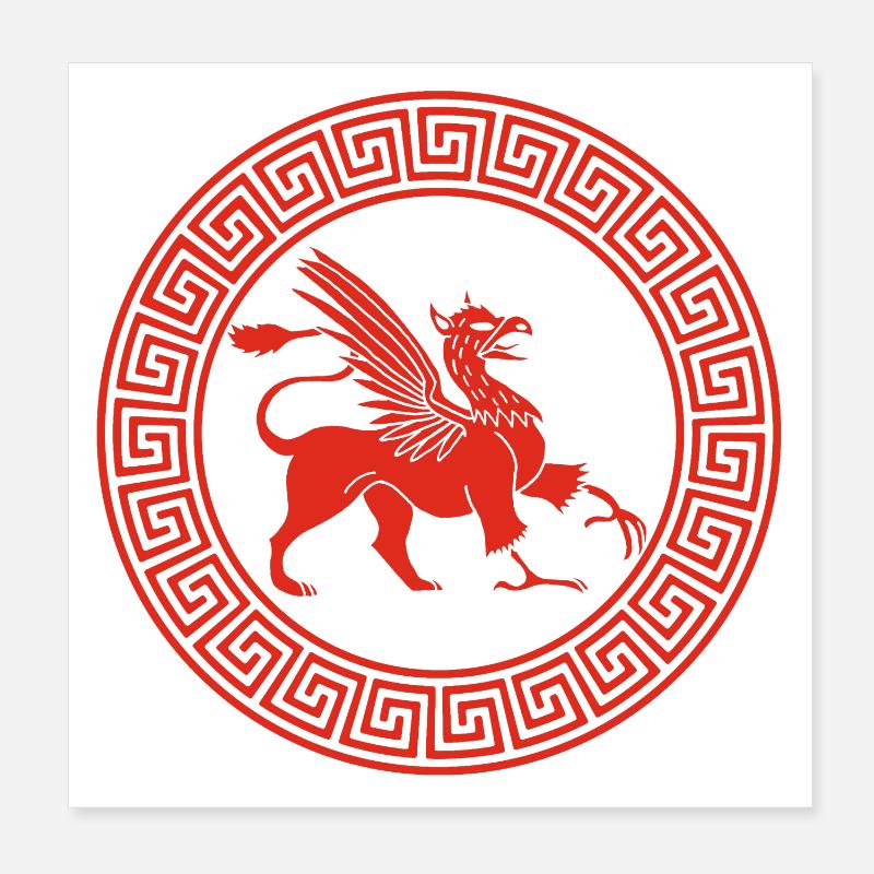 Symbole grec du griffon rouge Poster 20 x 20 cm