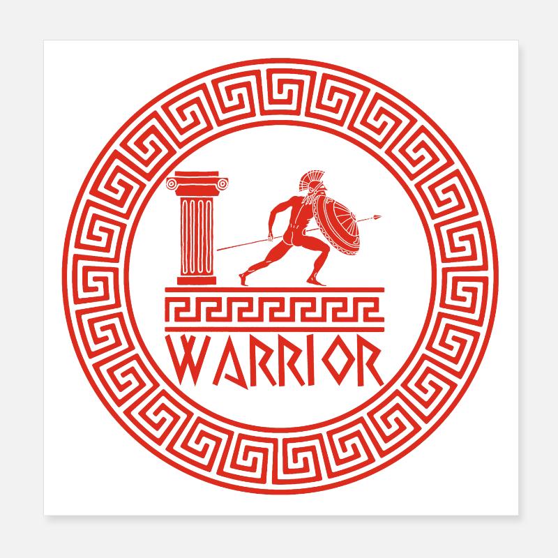 Symbole rouge du guerrier grec - Poster 20 x 20 cm - blanc