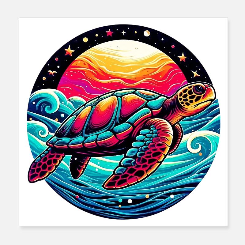 Sea turtle Poster 8" x 8" (20x20 cm)