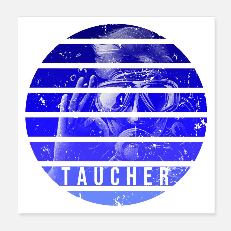 Taucher Poster 20x20 cm