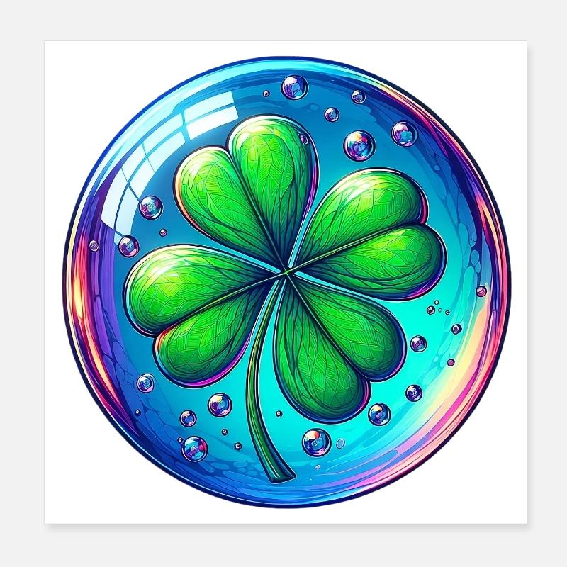 Vierblättriges Kleeblatt Poster 20x20 cm