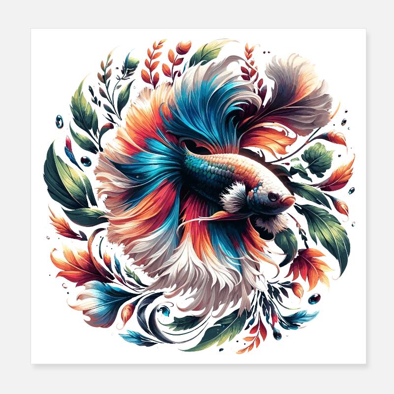 Siamesische Kampffisch, Betta splendens, Bettafan Poster 20x20 cm