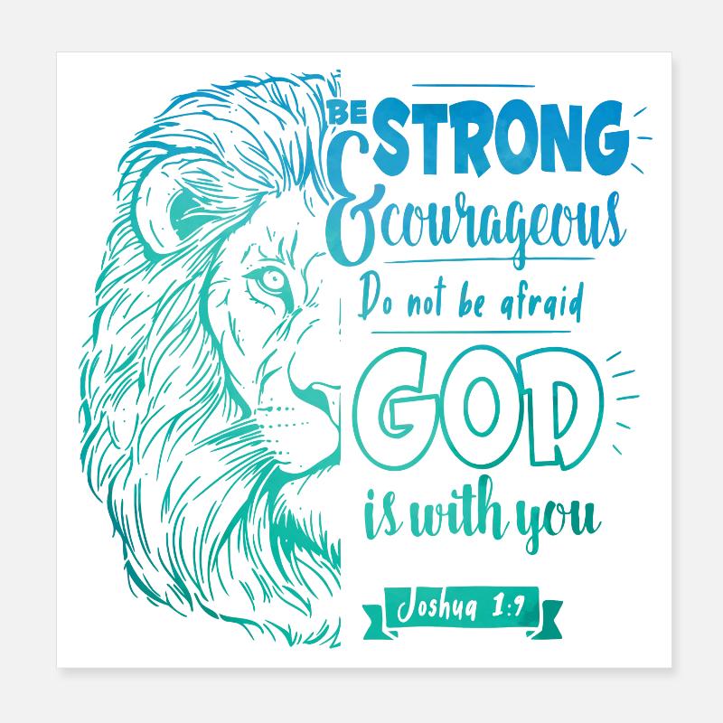 Joshua 1 9 - Be strong and courageous - Poster 20x20 cm - Weiß