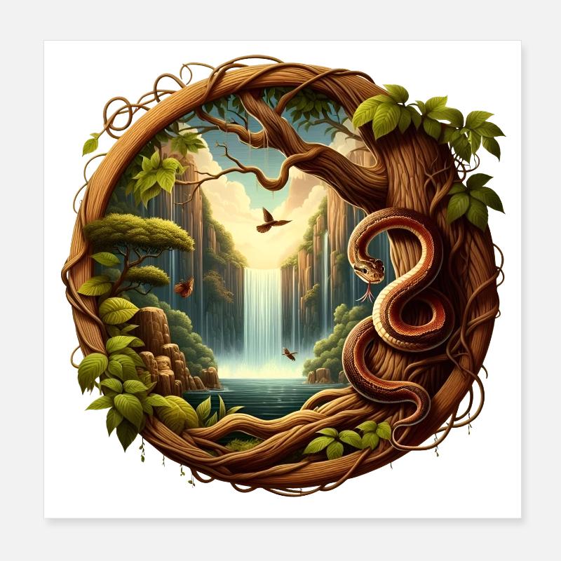 File d’attente devant la cascade 1 Poster 20 x 20 cm