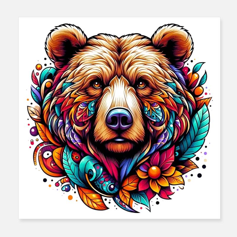Bear Poster 8" x 8" (20x20 cm)