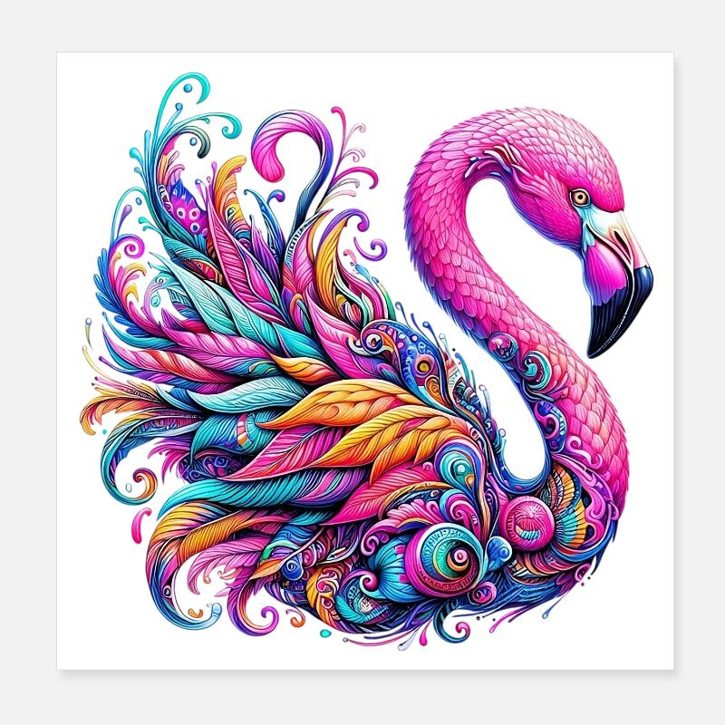Flamant Poster 20 x 20 cm