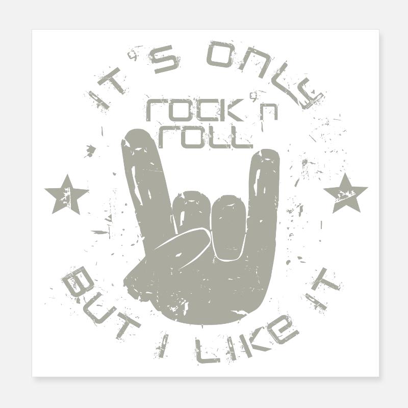 only Rock 'n' Roll - Poster 20x20 cm - Weiß