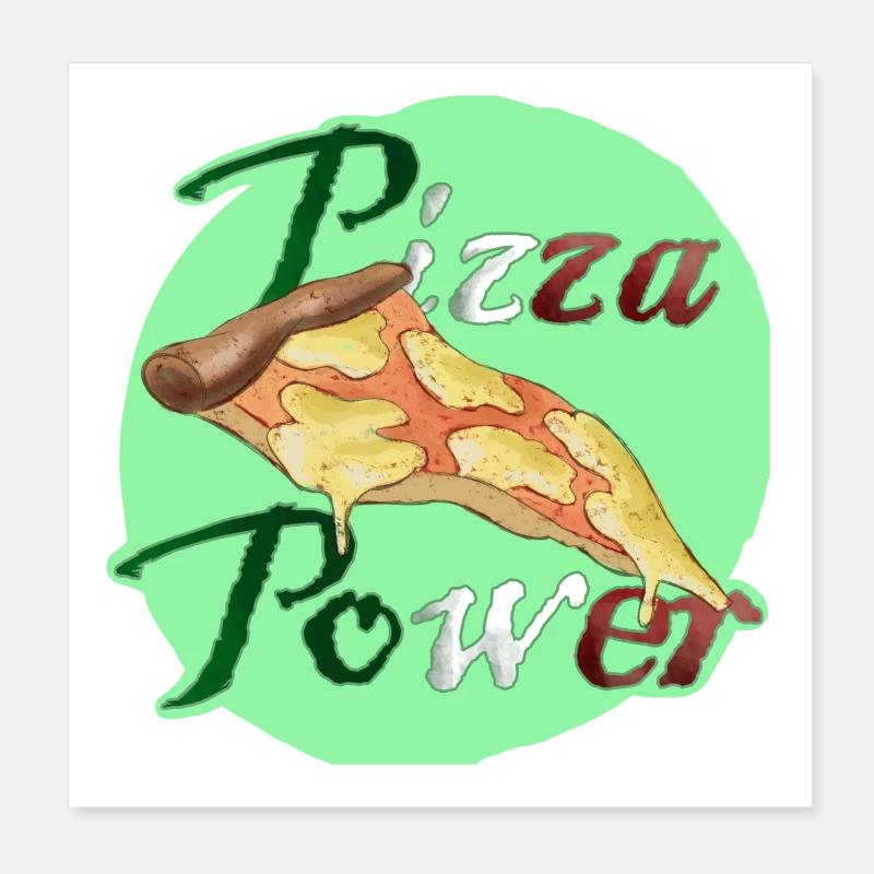 Pizza Power Super Powers Energy Slice UK - Poster 20x20 cm - Weiß
