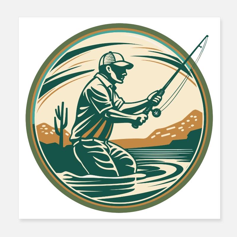 Illustration de pêche Poster 20 x 20 cm