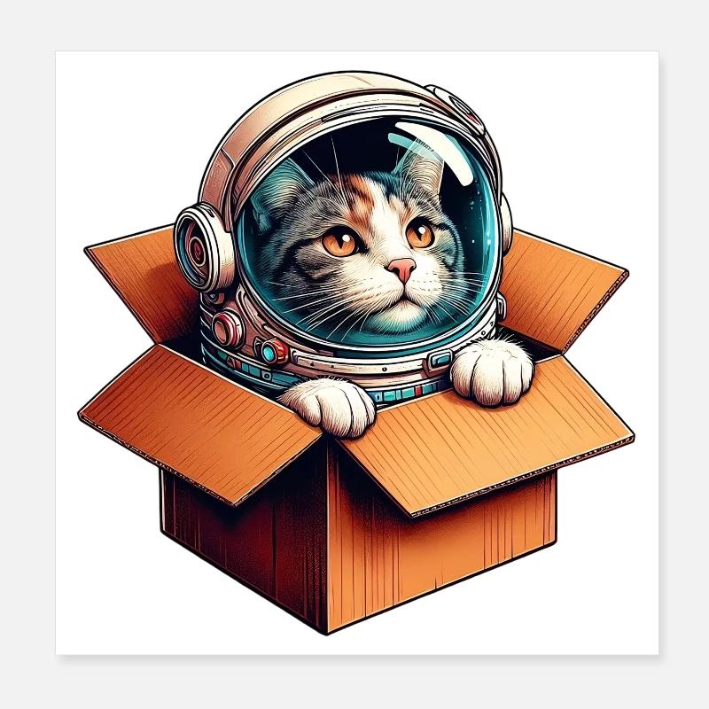 Chat astronaute Poster 20 x 20 cm
