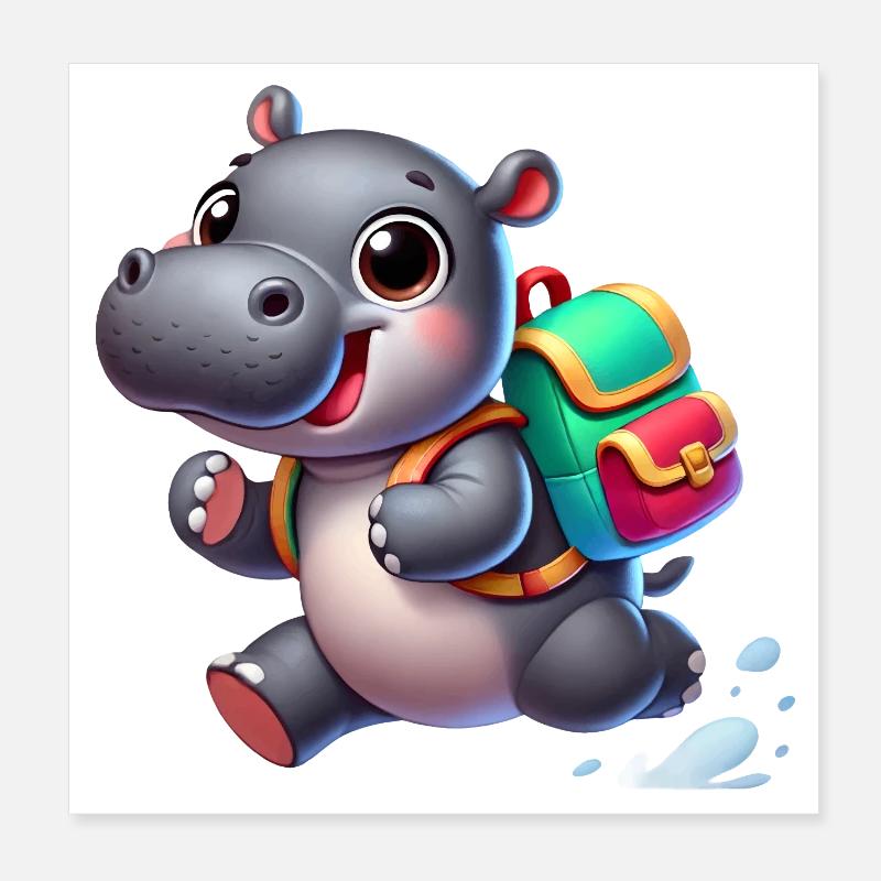 Début de l’école avec hippopotame :Hippopotame pour les débutants Poster 20 x 20 cm