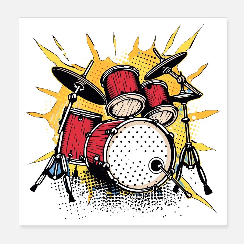Cartoon Schlagzeug Poster 20x20 cm