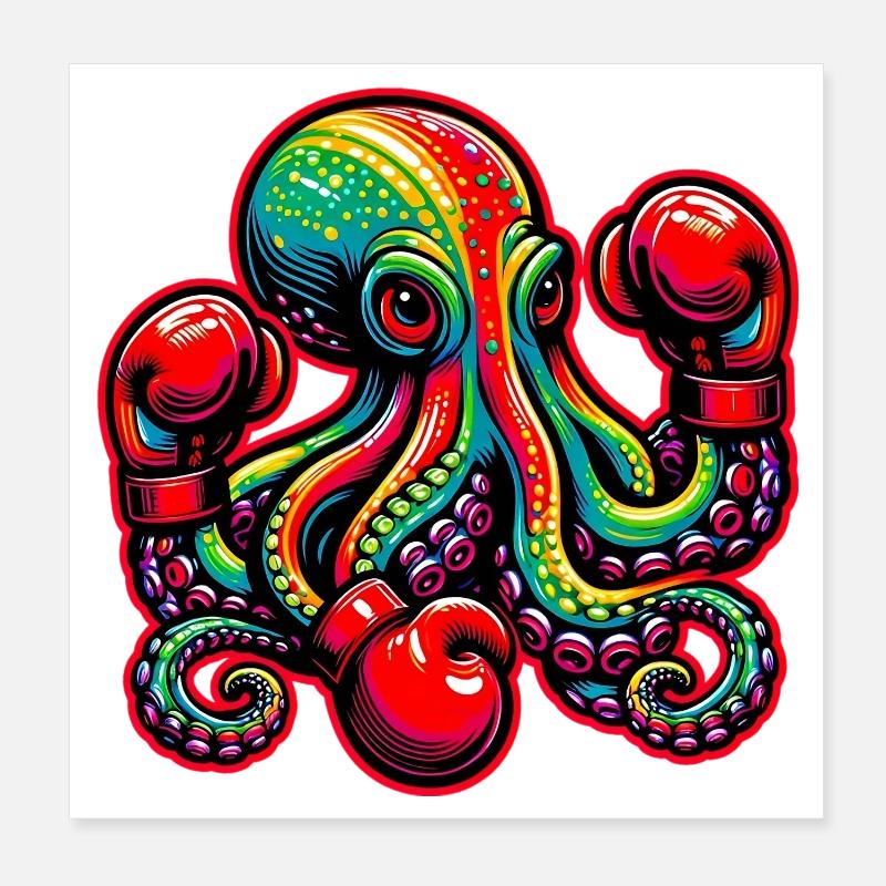 Krake Poster 20x20 cm